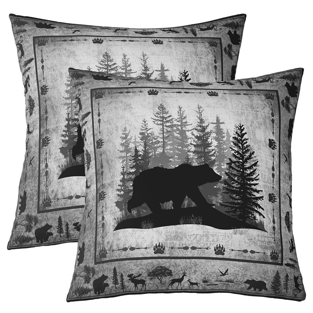 1100 Cute Bear Square Cushion Covers Set of 2, 20 x 20-Inch Farmhouse